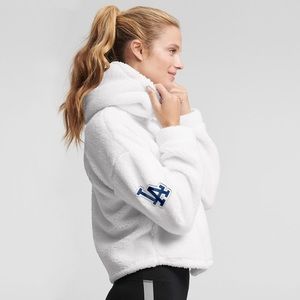 Women's Los Angeles Dodgers DKNY Sport White Cozy Pullover Hoodie